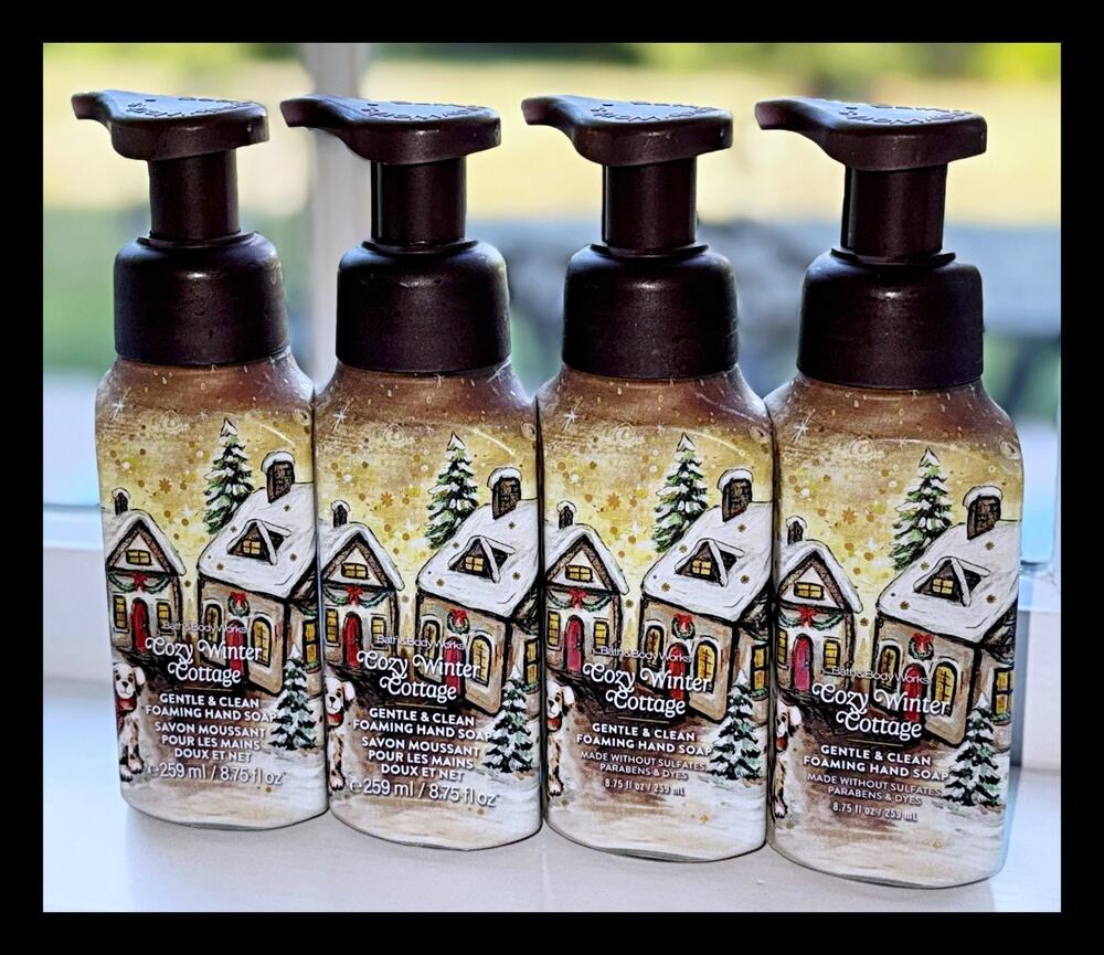 Bath & Body Works Cozy Winter Cottage 8.75oz Gentle Clean Foaming Hand Soap x4